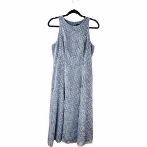 Banana Republic Blue, Gold, Black Floral Outline Sheath Knee Length Dress sz 6